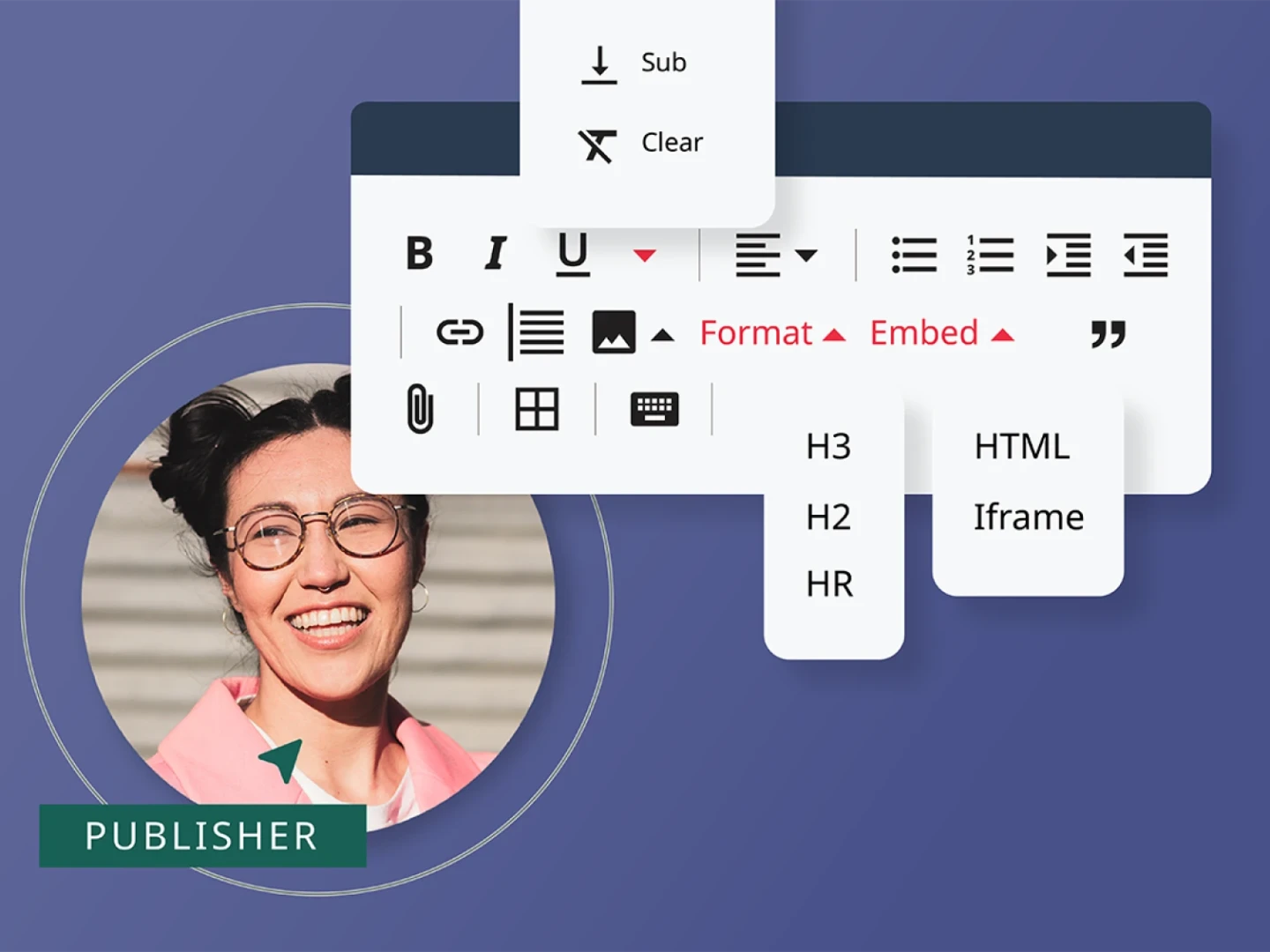 illustration of Publisher persona and related CMS tools