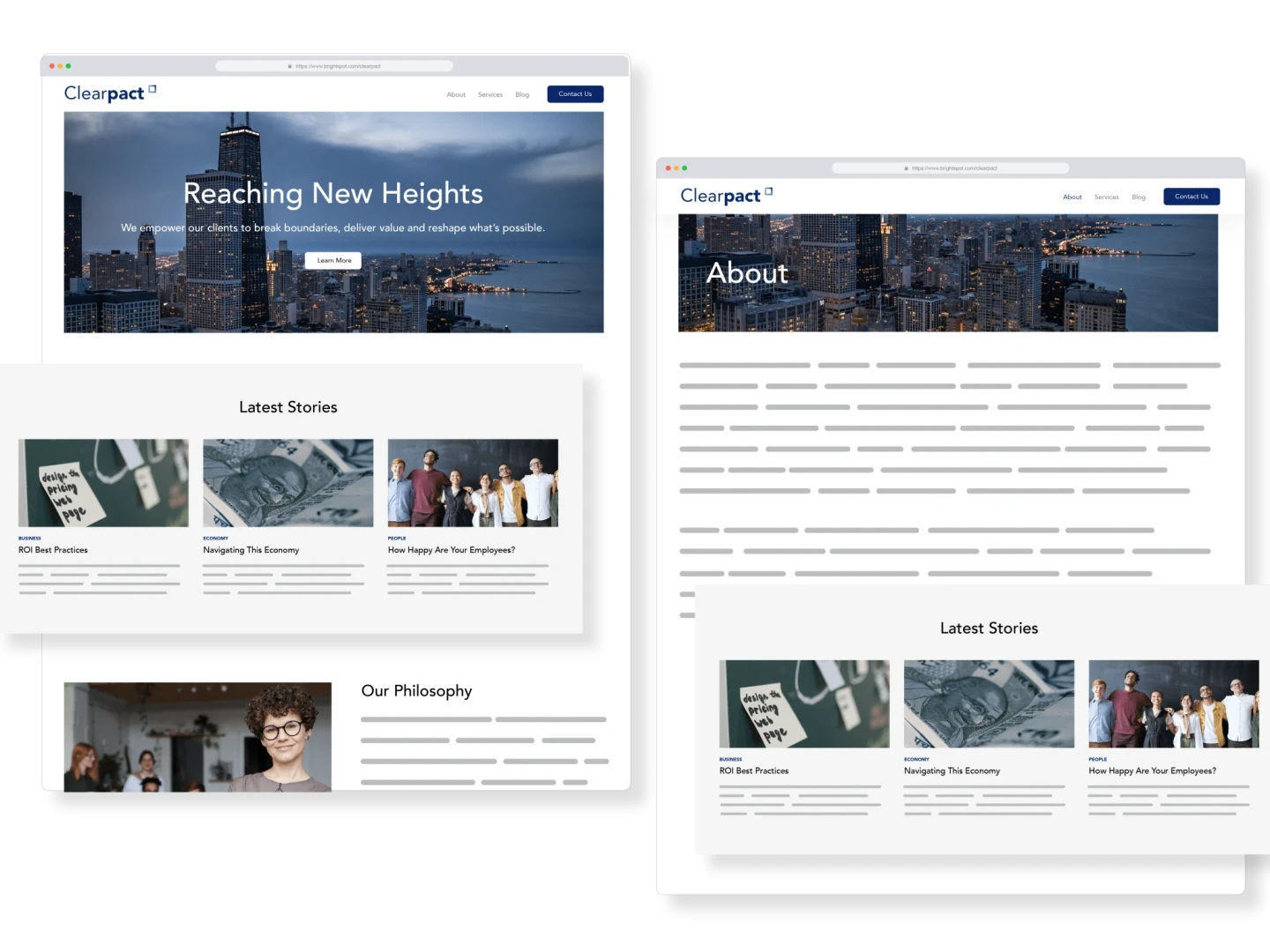 example of modular content components for website