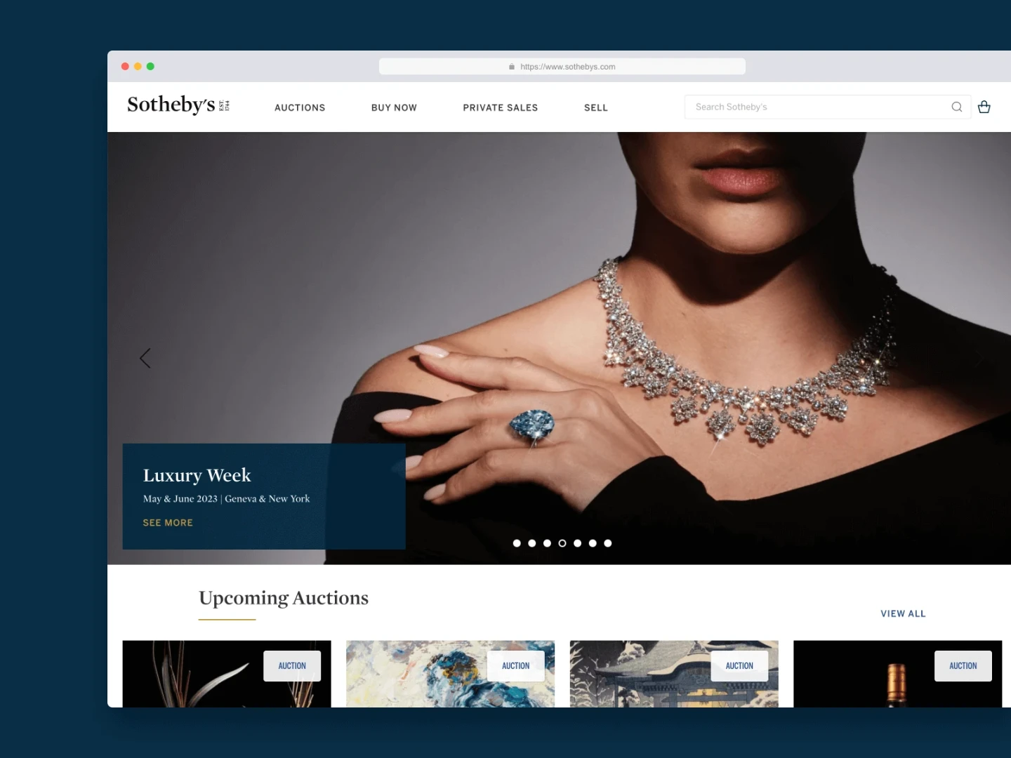 screenshot of Sotheby's website for Brightspot CMS case study