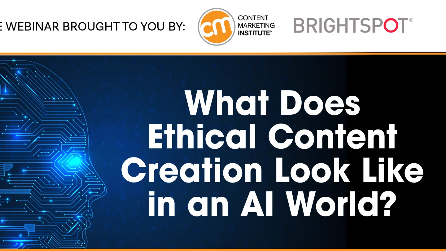 Webinar header with an AI image and the title "What does ethical content creation look like in an AI world?"