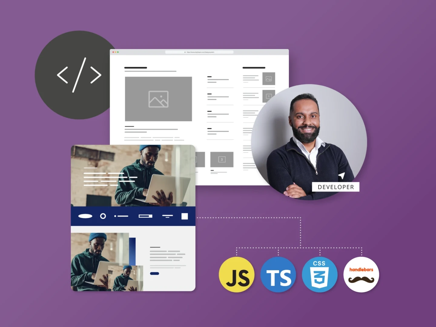 illustration of developer tools and features for building websites