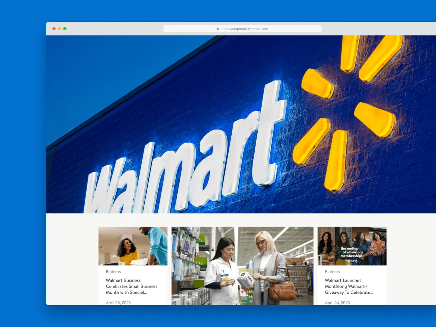 Screenshot(s) of Walmart website for Brightspot CMS case study
